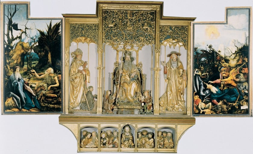 Isenheim Altarpiece, final open position with sculpture by Nikolaus Hagenauer
