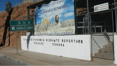 The ad hoc structure of the comedor for deported migrants (Nogales, Sonora, Mexico); photo used with permission of Kino Border Initiative.