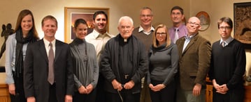 Fr. Ted Hesburgh, C.S.C. with members of the ICL staff (2011)